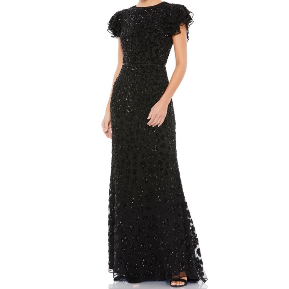 Mac Duggal Beaded Black Maxi Dress Gown